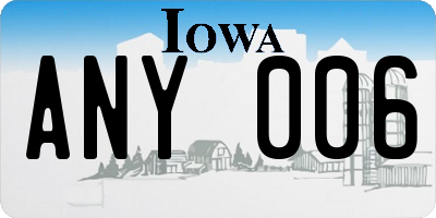 IA license plate ANY006