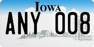 IA license plate ANY008