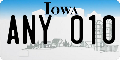 IA license plate ANY010