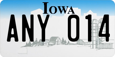 IA license plate ANY014