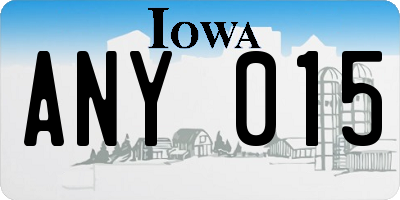 IA license plate ANY015