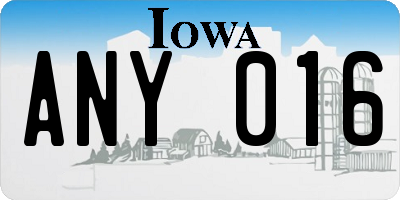 IA license plate ANY016
