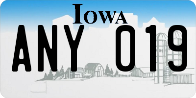 IA license plate ANY019