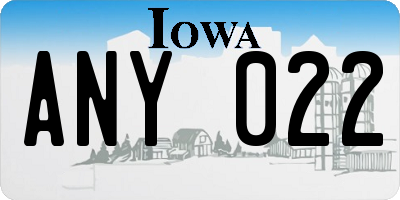 IA license plate ANY022