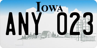 IA license plate ANY023