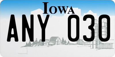 IA license plate ANY030