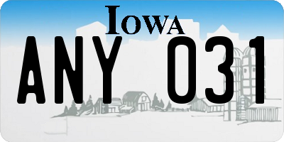 IA license plate ANY031