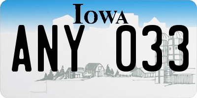 IA license plate ANY033