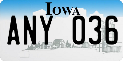 IA license plate ANY036