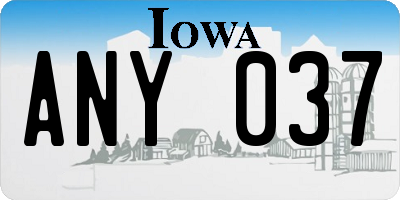IA license plate ANY037