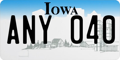 IA license plate ANY040