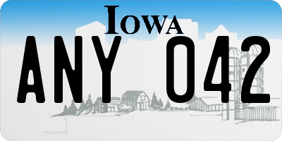 IA license plate ANY042
