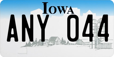 IA license plate ANY044
