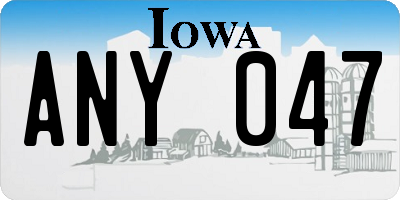 IA license plate ANY047