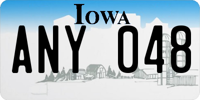 IA license plate ANY048