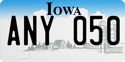 IA license plate ANY050