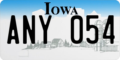 IA license plate ANY054