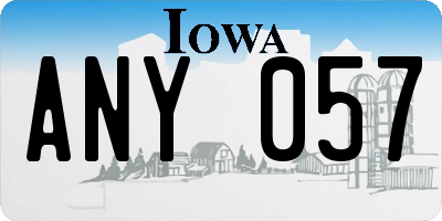 IA license plate ANY057