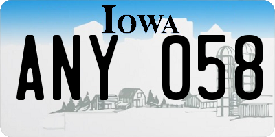 IA license plate ANY058