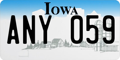 IA license plate ANY059