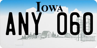 IA license plate ANY060