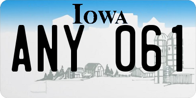 IA license plate ANY061