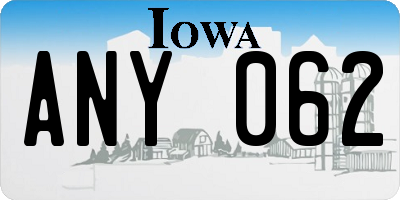IA license plate ANY062