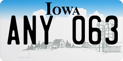 IA license plate ANY063