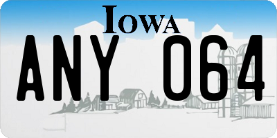 IA license plate ANY064
