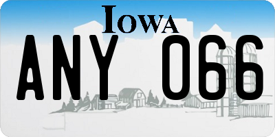IA license plate ANY066