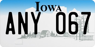 IA license plate ANY067