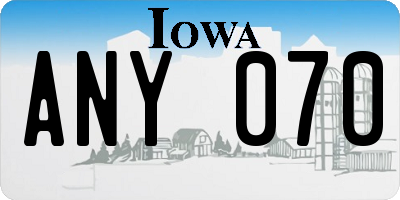IA license plate ANY070