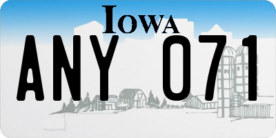 IA license plate ANY071