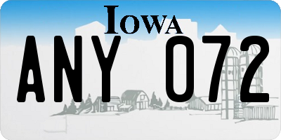 IA license plate ANY072