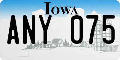 IA license plate ANY075