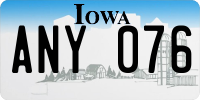 IA license plate ANY076