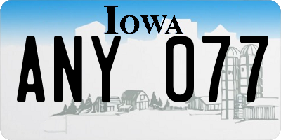 IA license plate ANY077