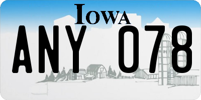 IA license plate ANY078