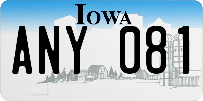 IA license plate ANY081