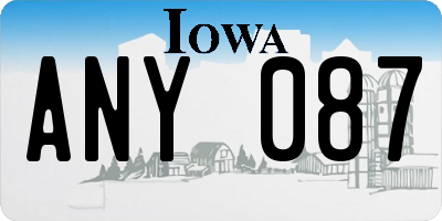 IA license plate ANY087