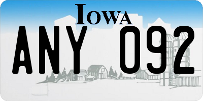 IA license plate ANY092