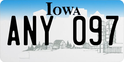 IA license plate ANY097