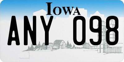 IA license plate ANY098