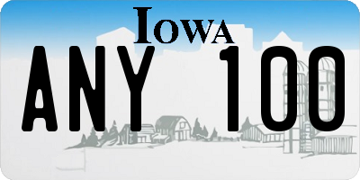 IA license plate ANY100