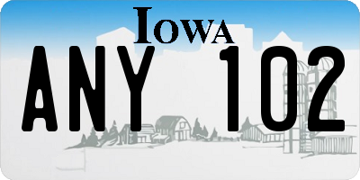IA license plate ANY102