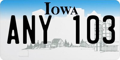 IA license plate ANY103