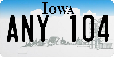 IA license plate ANY104