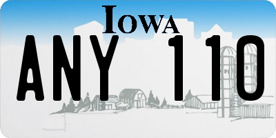 IA license plate ANY110