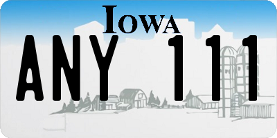 IA license plate ANY111