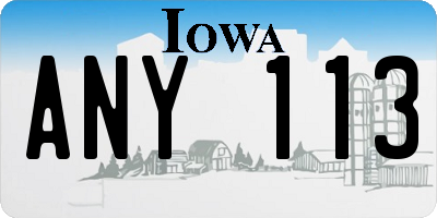 IA license plate ANY113